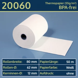 Thermo-Bonrollen 80 62 12 blanko | BPA-frei