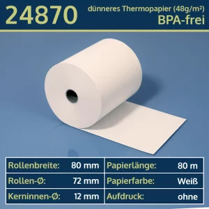 Dünne Thermorollen Economy 80 80 12 blanko | BPA-frei